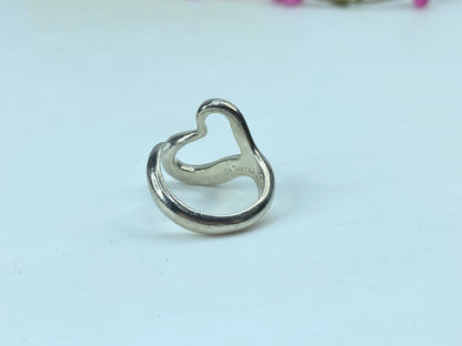 Tiffany & Co. Sterling Silver Elsa Peretti Open Heart Ring JR729