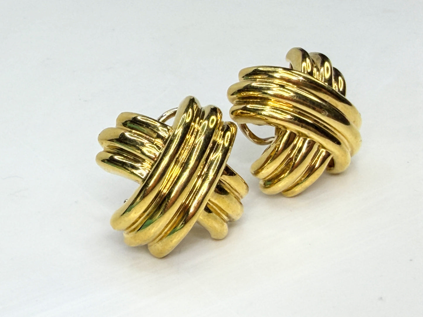 Vintage Tiffany & Co. Signature X 18K Yellow Gold Clip-On Earrings 23.4g JR1942