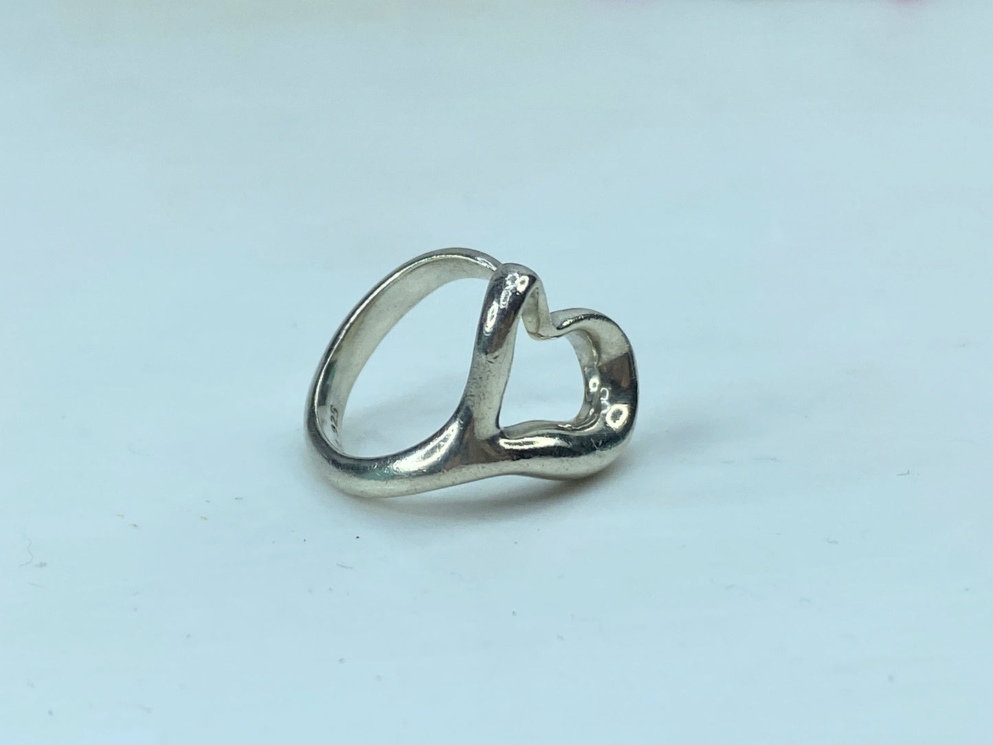 Tiffany & Co. Sterling Silver Elsa Peretti Open Heart Ring JR729