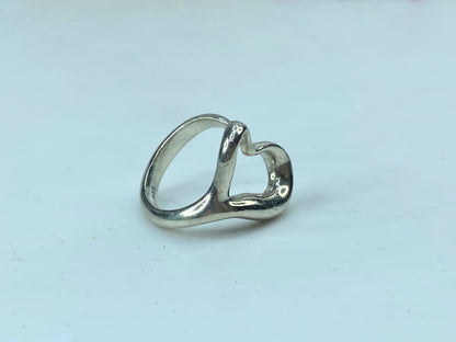 Tiffany & Co. Sterling Silver Elsa Peretti Open Heart Ring JR729