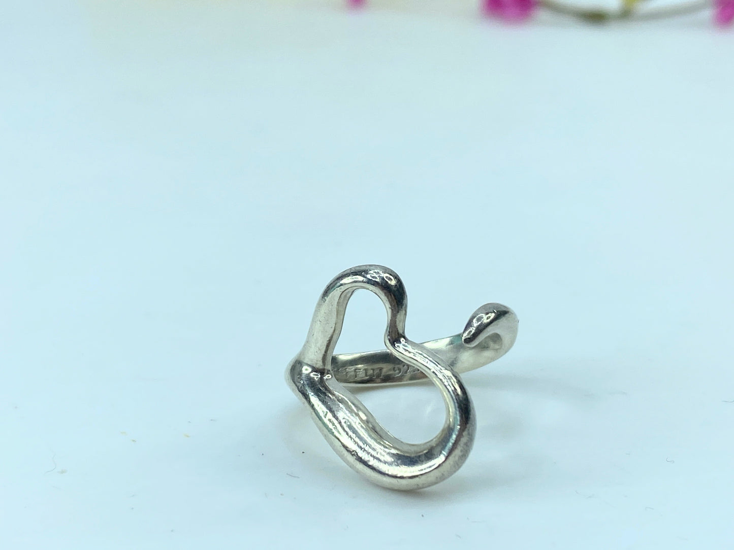 Tiffany & Co. Sterling Silver Elsa Peretti Open Heart Ring JR729