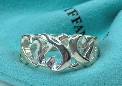 Tiffany & Co. sterling silver Paloma Picasso Loving hearts ring s7 5.4g JR732
