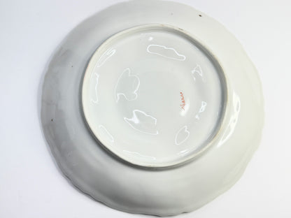 Antique Porcelain Oyster Plate Floral gold dabbed Scalloped Rim 8.5 Inch A756