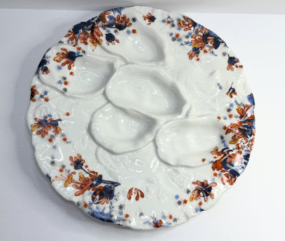 Haviland & Co. Limoges oyster plate hand-painted floral scalloped rim A757