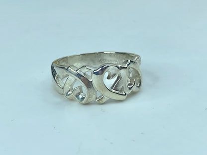 Tiffany & Co. sterling silver Paloma Picasso Loving hearts ring s7 5.4g JR732