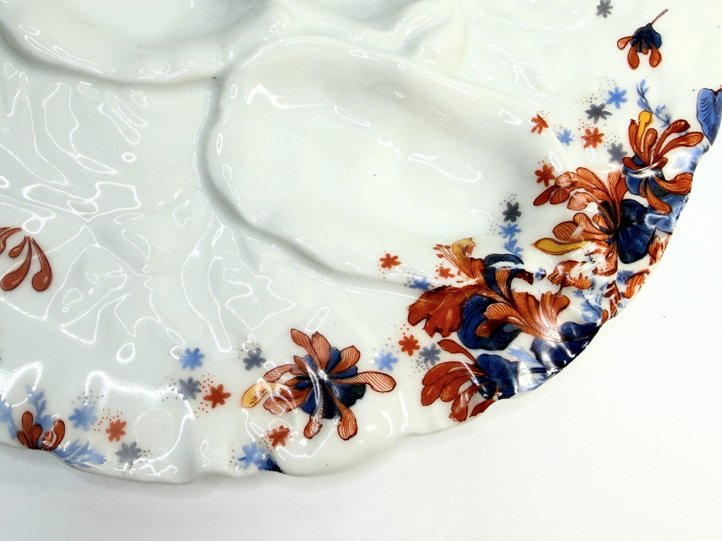 Haviland & Co. Limoges oyster plate hand-painted floral scalloped rim A757