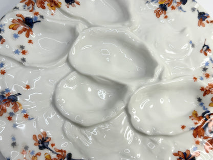 Haviland & Co. Limoges oyster plate hand-painted floral scalloped rim A757
