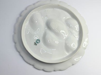 Haviland & Co. Limoges oyster plate hand-painted floral scalloped rim A757
