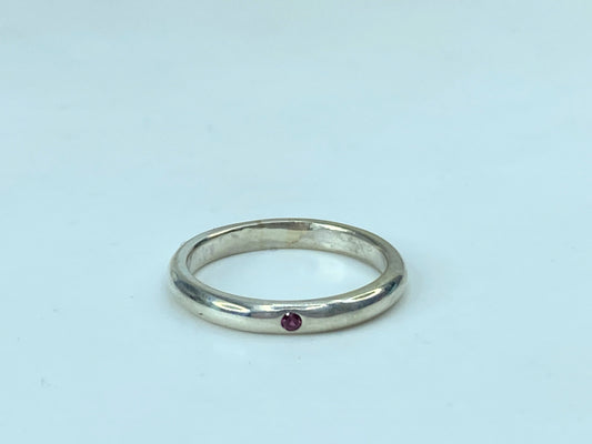 Tiffany & Co. Ruby Stacking Band Ring Peretti Silver 2.6g size 6.5 JR734