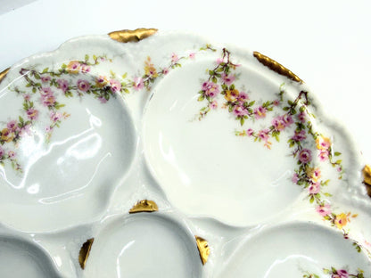 Theodore Haviland Limoges Oyster Plate Pink Rose Garlands Gold Accents A758