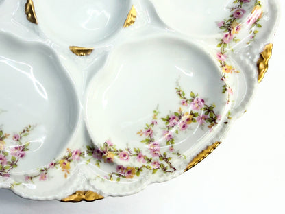 Theodore Haviland Limoges Oyster Plate Pink Rose Garlands Gold Accents A758