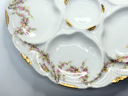 Theodore Haviland Limoges Oyster Plate Pink Rose Garlands Gold Accents A758