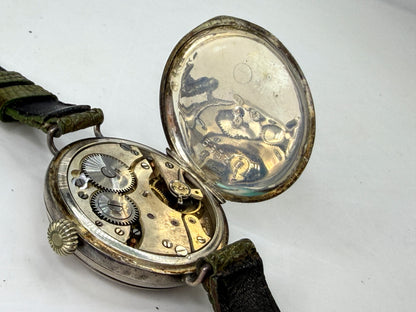 WWI Swiss Sterling Silver Telephone Dial Trench Watch c1915 Mechanical SS489