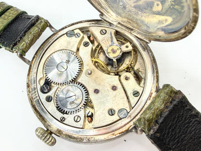 WWI Swiss Sterling Silver Telephone Dial Trench Watch c1915 Mechanical SS489