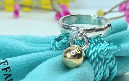 Tiffany & Co. Silver and 18K Gold Fascination dangle ball Ring 5.1g s7 JR735