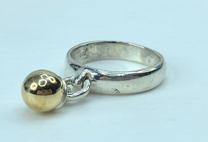 Tiffany & Co. Silver and 18K Gold Fascination dangle ball Ring 5.1g s7 JR735
