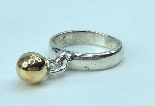 Tiffany & Co. Silver and 18K Gold Fascination dangle ball Ring 5.1g s7 JR735