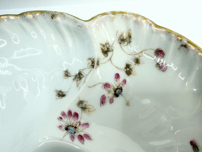 Charles Field Haviland Limoges Oyster Plate 8.5” Gold-Edged Pink Blossoms A759