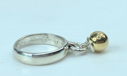 Tiffany & Co. Silver and 18K Gold Fascination dangle ball Ring 5.1g s7 JR735