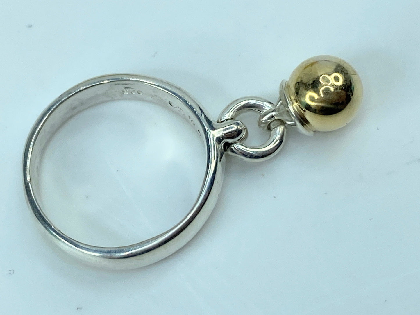 Tiffany & Co. Silver and 18K Gold Fascination dangle ball Ring 5.1g s7 JR735