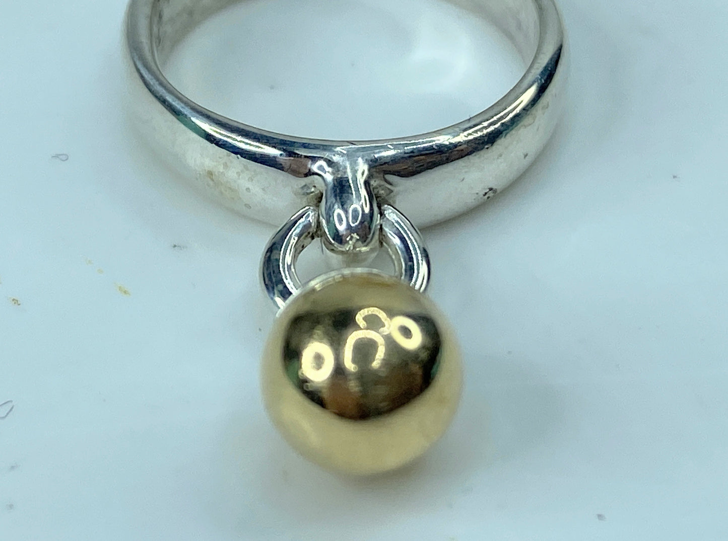 Tiffany & Co. Silver and 18K Gold Fascination dangle ball Ring 5.1g s7 JR735
