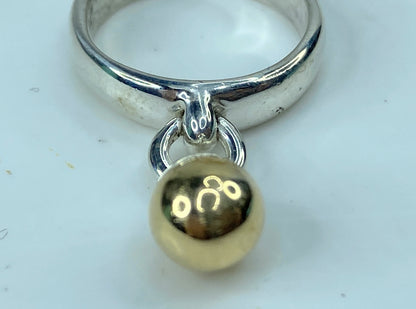 Tiffany & Co. Silver and 18K Gold Fascination dangle ball Ring 5.1g s7 JR735