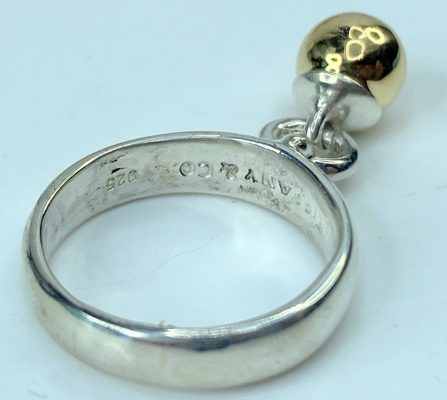Tiffany & Co. Silver and 18K Gold Fascination dangle ball Ring 5.1g s7 JR735