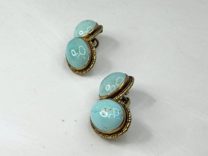 Antique Art Deco 800 Silver rolled Gold Turquoise Cabochon Cufflinks 8.6g SS490