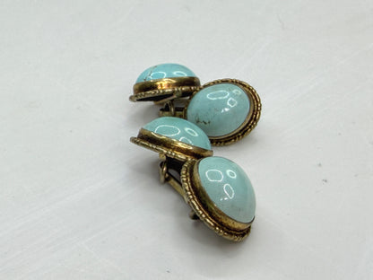 Antique Art Deco 800 Silver rolled Gold Turquoise Cabochon Cufflinks 8.6g SS490