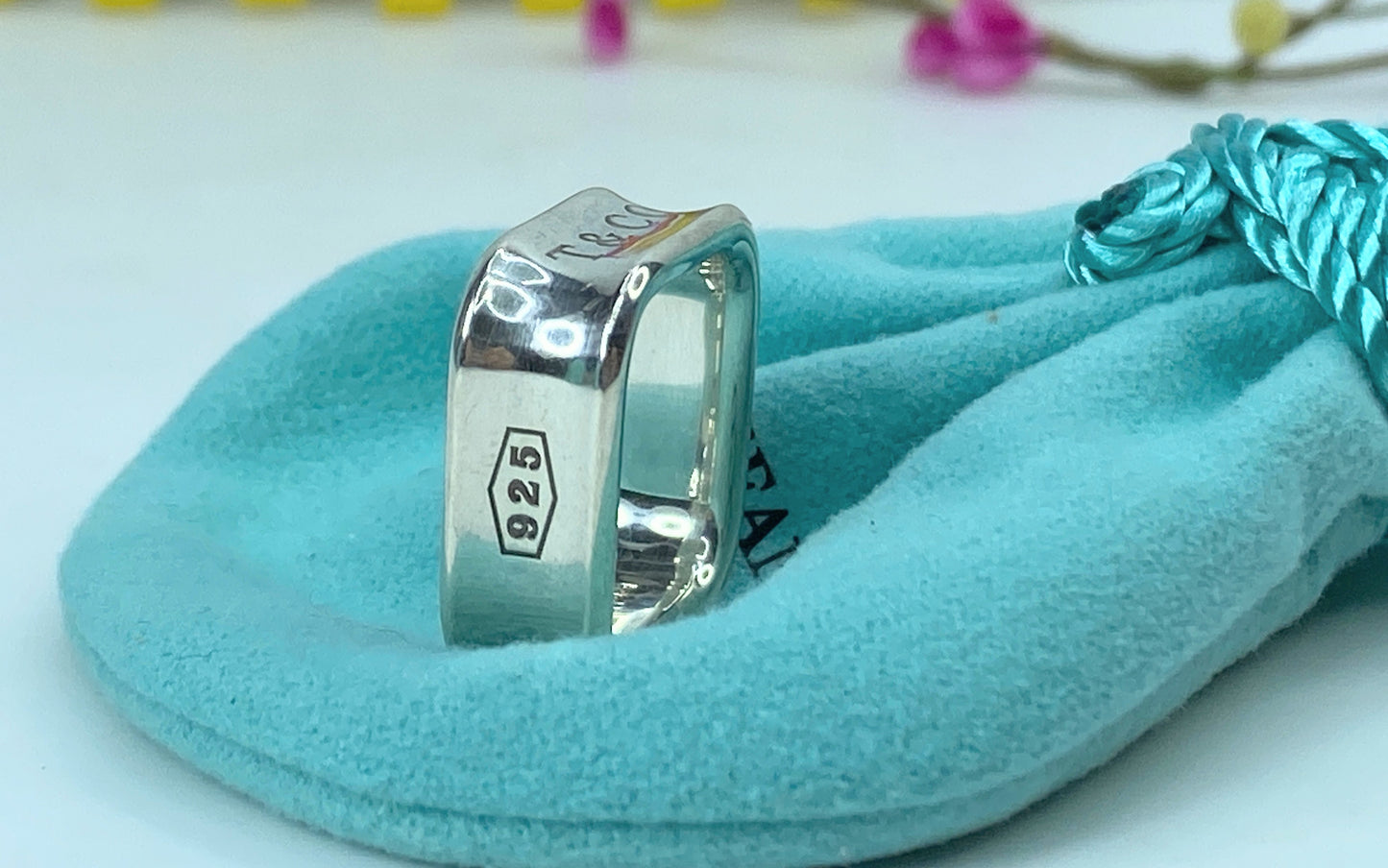 Tiffany & Co. Sterling Silver 1837 Square 8.0mm Ring size 7 10.1g JR738