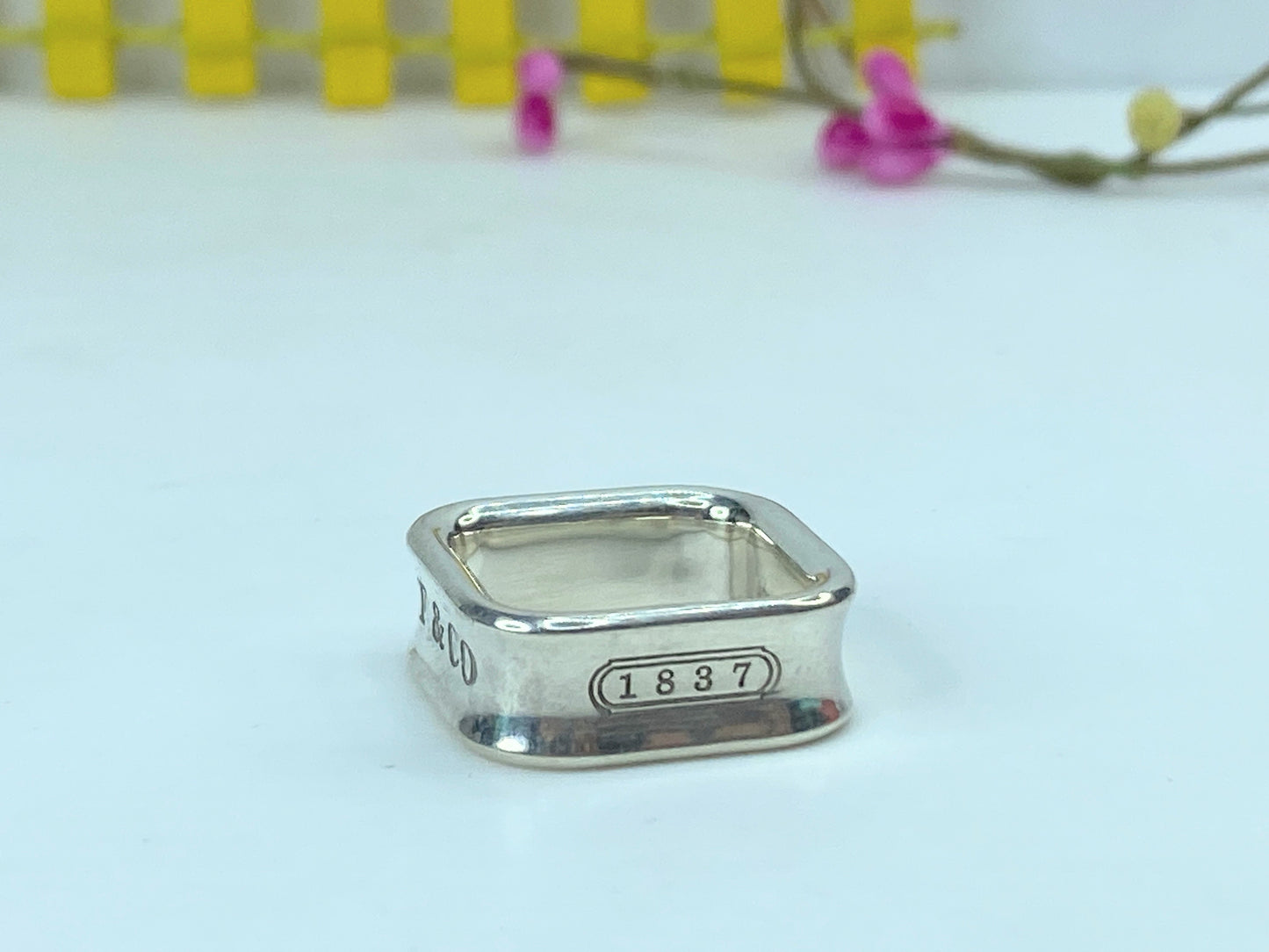 Tiffany & Co. Sterling Silver 1837 Square 8.0mm Ring size 7 10.1g JR738