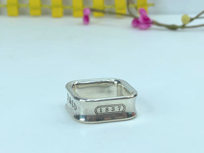 Tiffany & Co. Sterling Silver 1837 Square 8.0mm Ring size 7 10.1g JR738