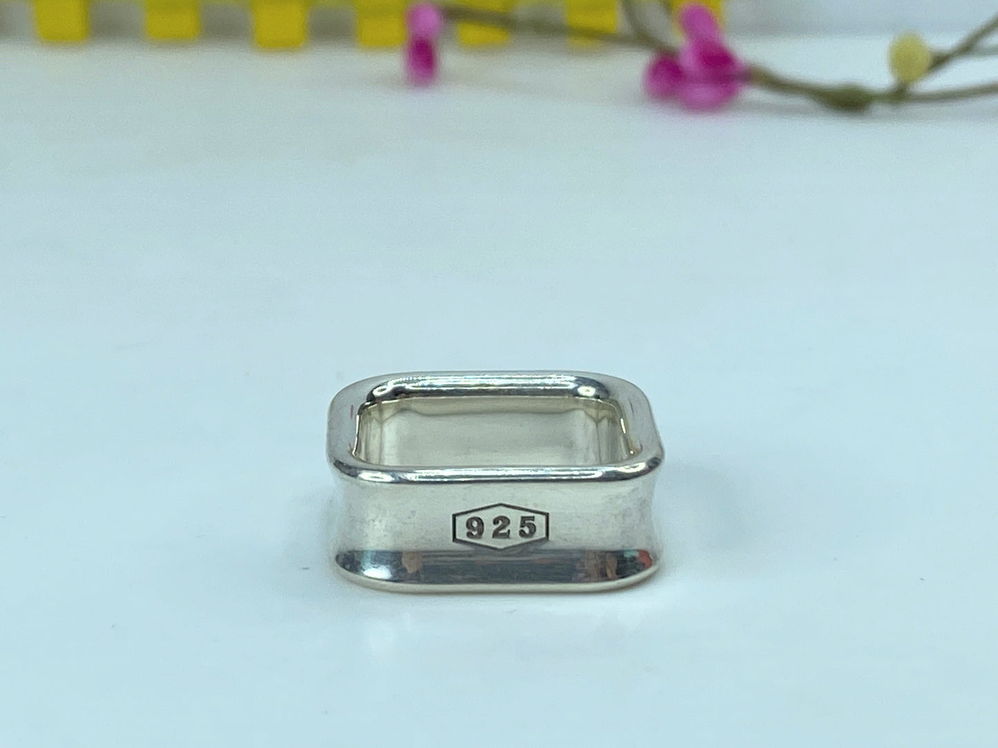 Tiffany & Co. Sterling Silver 1837 Square 8.0mm Ring size 7 10.1g JR738