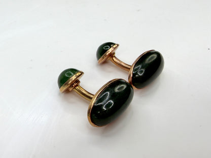 Vintage 1940s 14K Rose Gold Nephrite Jade Double-Sided Cufflinks SS491