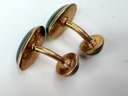 Vintage 1940s 14K Rose Gold Nephrite Jade Double-Sided Cufflinks SS491