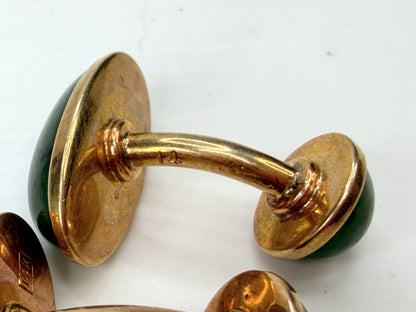 Vintage 1940s 14K Rose Gold Nephrite Jade Double-Sided Cufflinks SS491