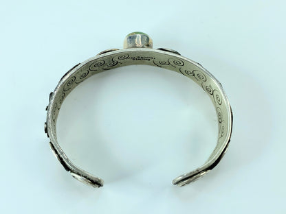 Navajo Turquoise Cuff by Alex Sanchez Sterling Native American Handmade JR114