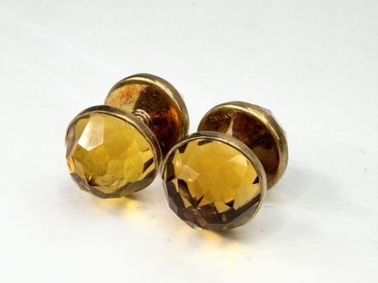 Antique Sansbury & Nellis 14K Gold Faceted Gemstone Cufflinks signed S-N SS492