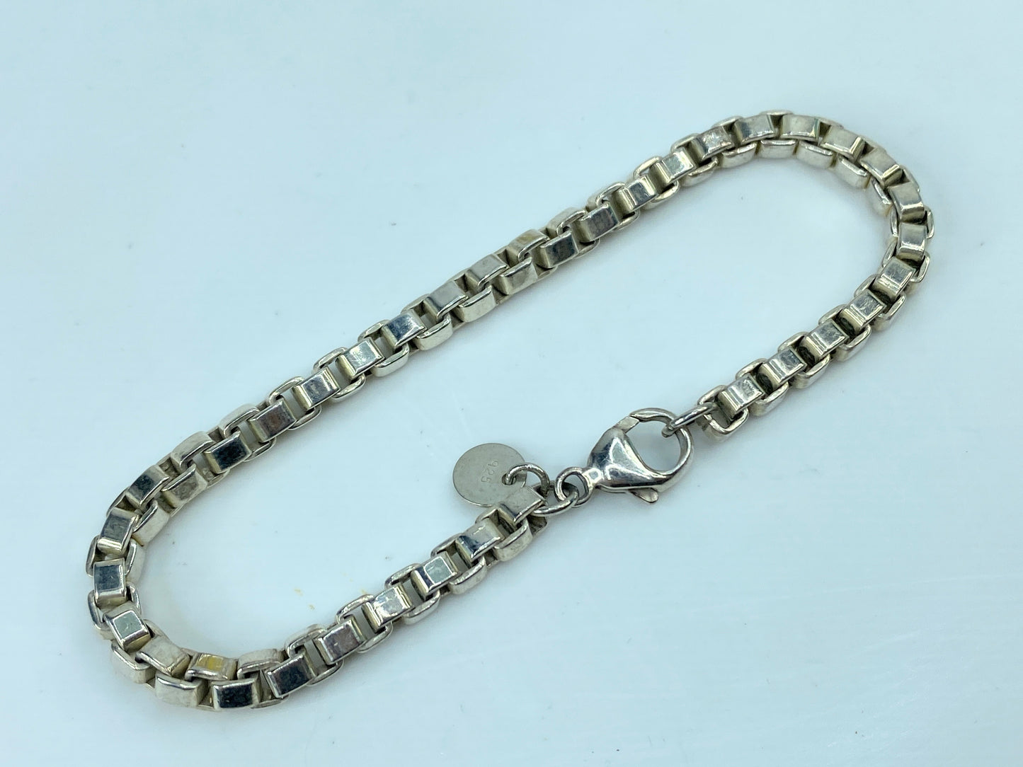 Tiffany & Co. Venetian 4.0mm Box Link Bracelet 925 Sterling Silver JR741