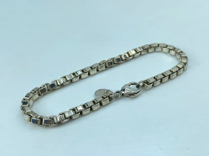 Tiffany & Co. Venetian 4.0mm Box Link Bracelet 925 Sterling Silver JR741