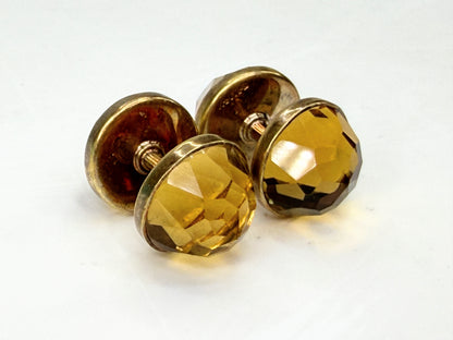 Antique Sansbury & Nellis 14K Gold Faceted Gemstone Cufflinks signed S-N SS492