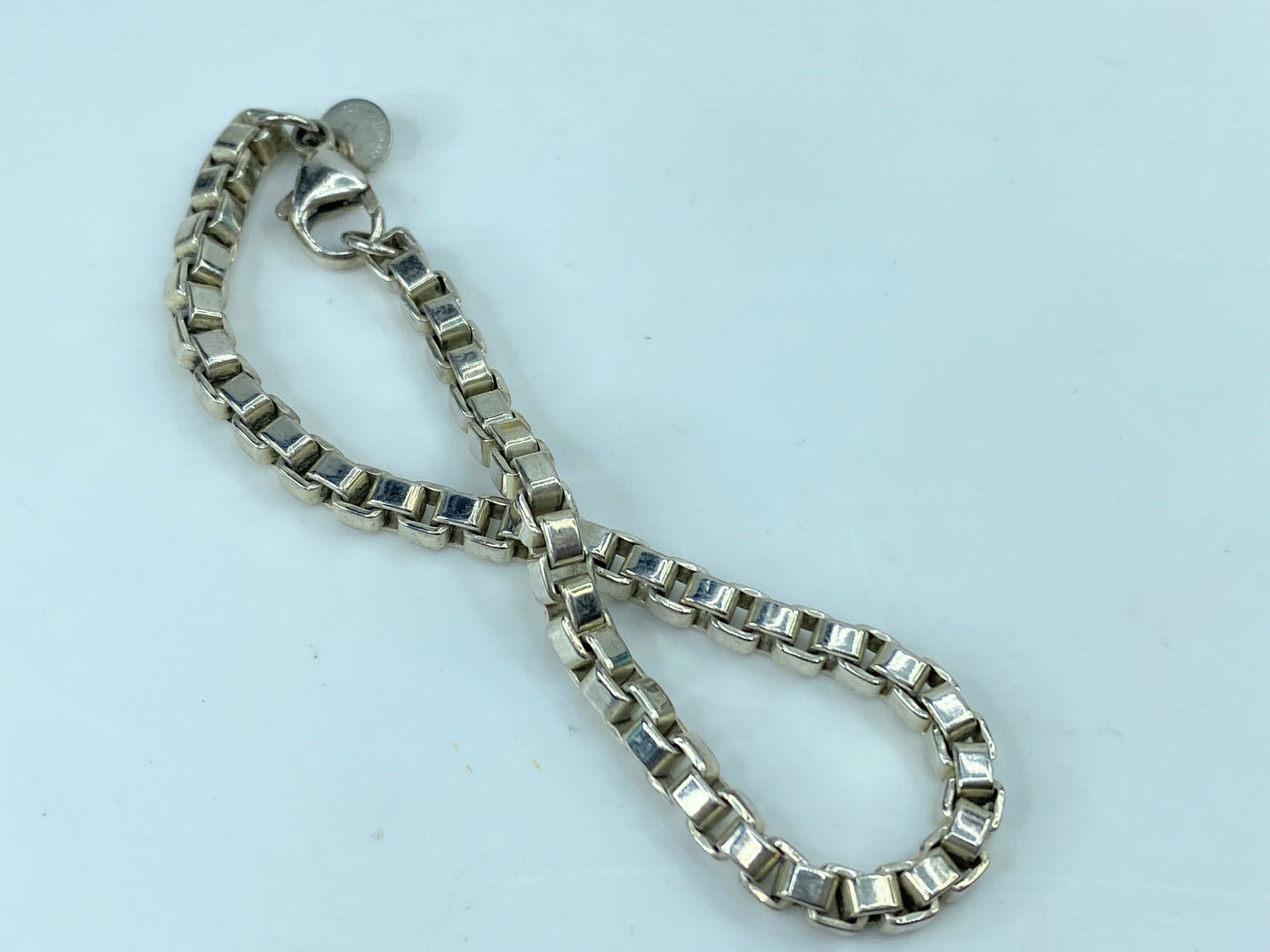 Tiffany & Co. Venetian 4.0mm Box Link Bracelet 925 Sterling Silver JR741