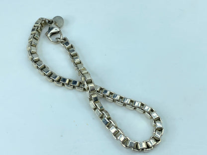 Tiffany & Co. Venetian 4.0mm Box Link Bracelet 925 Sterling Silver JR741