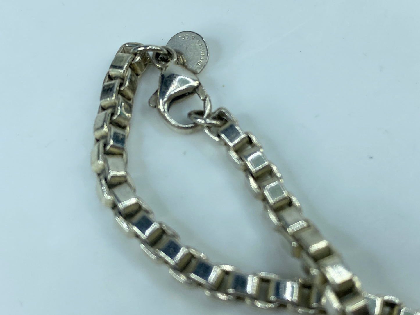 Tiffany & Co. Venetian 4.0mm Box Link Bracelet 925 Sterling Silver JR741