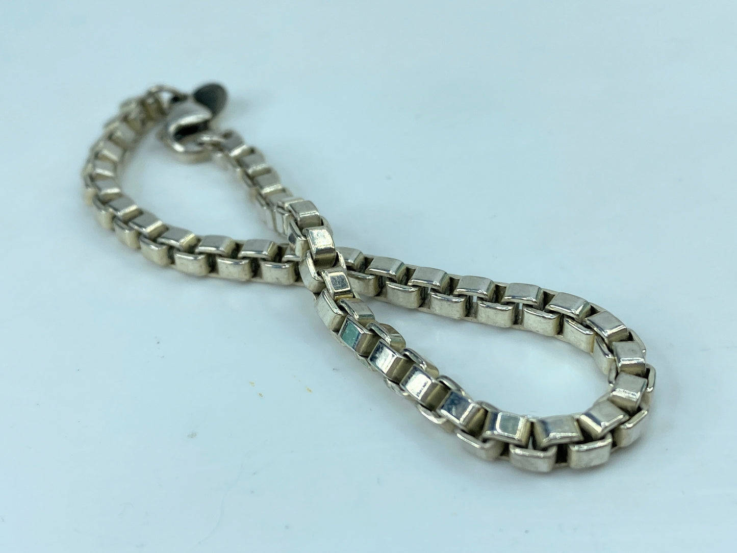 Tiffany & Co. Venetian 4.0mm Box Link Bracelet 925 Sterling Silver JR741