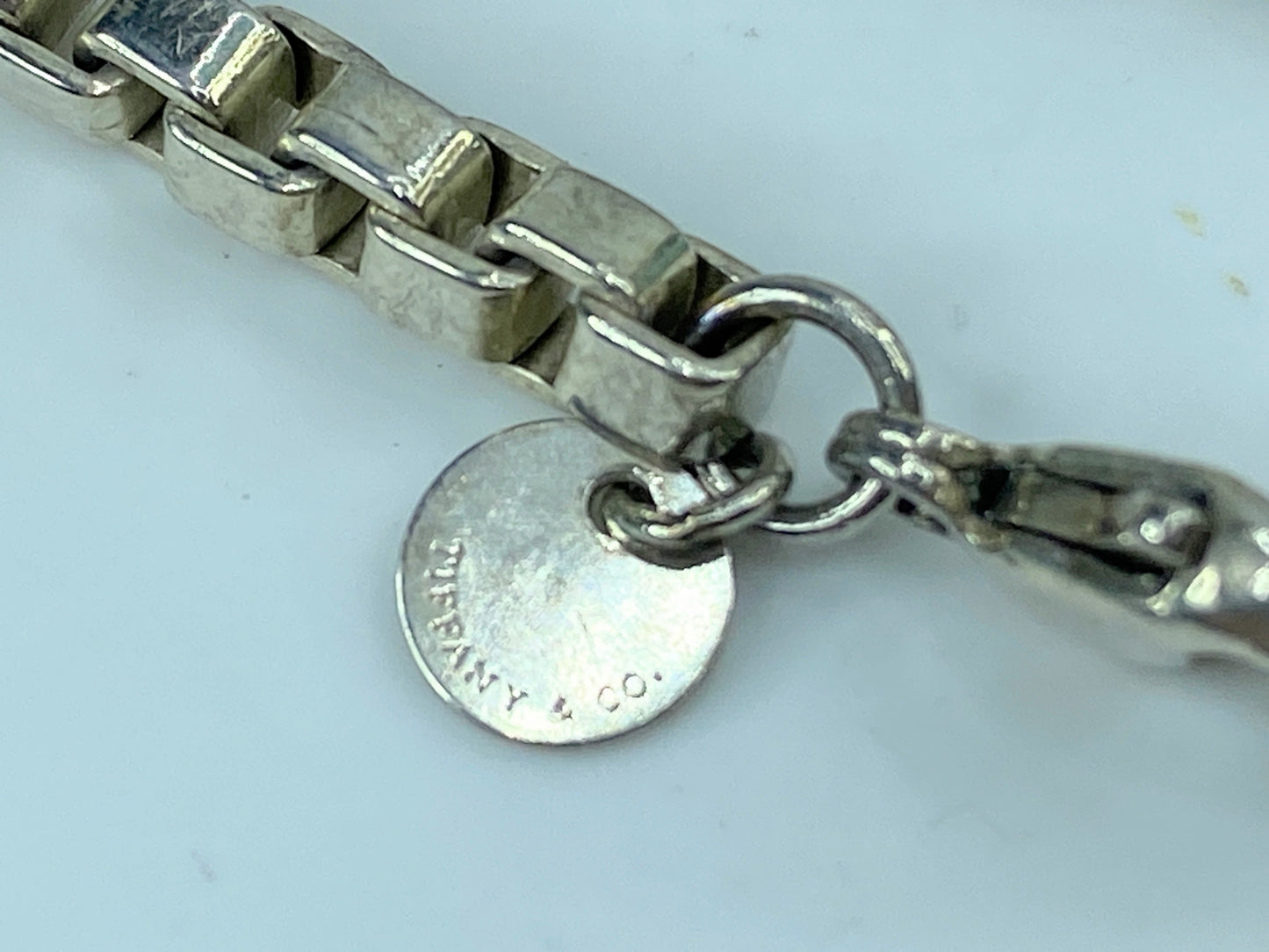 Tiffany & Co. Venetian 4.0mm Box Link Bracelet 925 Sterling Silver JR741