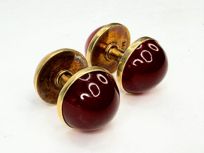 Antique 14K Gold deep Burgundy Tourmaline Cabochon Cufflinks 11.6mm SS443