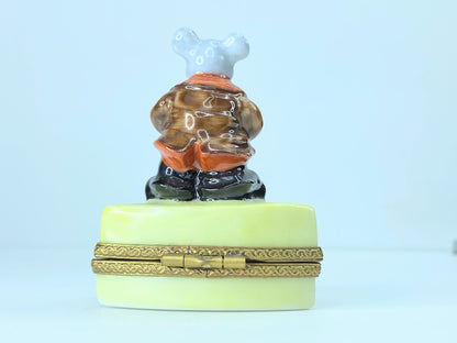 Whimsical Mouse on Cheese LIMOGES Peint Main Trinket Box A41