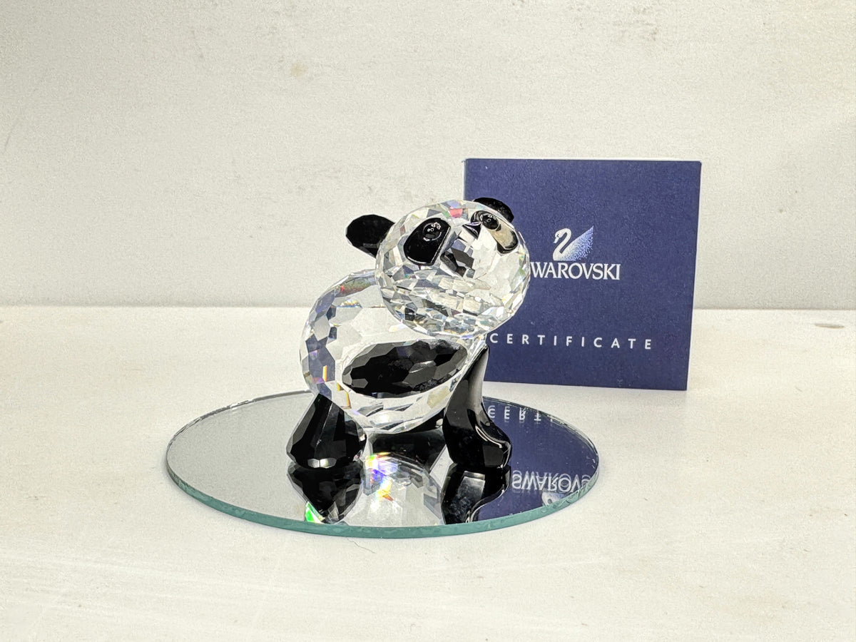 Swarovski Crystal Mother Panda Bear Retired Rare Encounters COA Mirror A349
