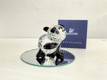 Swarovski Crystal Mother Panda Bear Retired Rare Encounters COA Mirror A349
